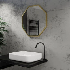 Origins Living Docklands Octagon Mirror 600 X 600mm - Brushed Brass -Vado Sale Store docklands octagon mirror brushed brass lifestyle2