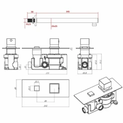 Dominic Concealed Thermostatic Push Button Shower Valve & Fixed Shower Head - 300mm Wall Arm - 300mm Head -Vado Sale Store dominic concealed 1 outlet shower set technical 1