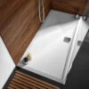 Drench 25mm Wafer Thin Luxury Stone Rectangular Shower Tray - 1700x900 -Vado Sale Store drench 25 thin stone rectangular shower tray flush lifestyle