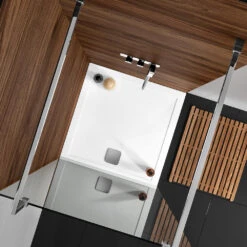 Drench 25mm Wafer Thin Luxury Stone Square Shower Tray - 800 X 800mm -Vado Sale Store drench 25 thin stone square shower tray lifestyle 2