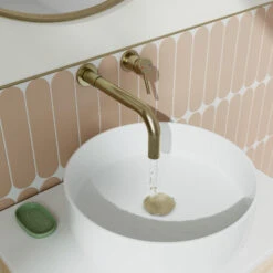 Core Wall Mounted Basin Tap - Brushed Bronze 39 Core Wall Mounted Basin Tap - Brushed Bronze -Vado Sale Store drench core 2 hole wall basin tap brushed brass lifestyle new 4