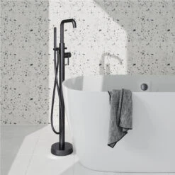 Core Freestanding Bath Shower Mixer Tap - Brushed Bronze -Vado Sale Store drench core freestanding bath shower mixer gunmetal lifestyle 3