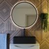 Core LED Illuminated Round Brushed Brass Framed Mirror With Demister Pad & Colour Change Lights - 600mm