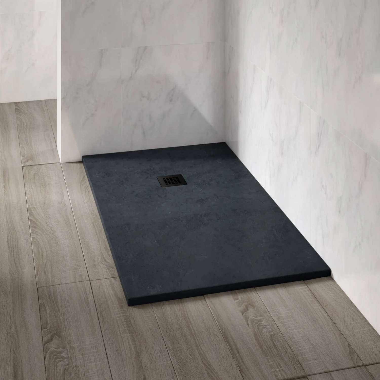 Drench Naturals Graphite Thin Slate-Effect Rectangular Shower Tray With Graphite Waste - 1700 X 900mm 8 Drench Naturals Graphite Thin Slate-Effect Rectangular Shower Tray With Graphite Waste - 1700 X 900mm - Image 6