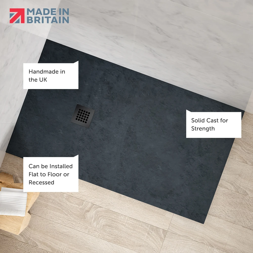Drench Naturals Graphite Thin Slate-Effect Rectangular Shower Tray With Graphite Waste - 1700 X 900mm 5 Drench Naturals Graphite Thin Slate-Effect Rectangular Shower Tray With Graphite Waste - 1700 X 900mm - Image 3
