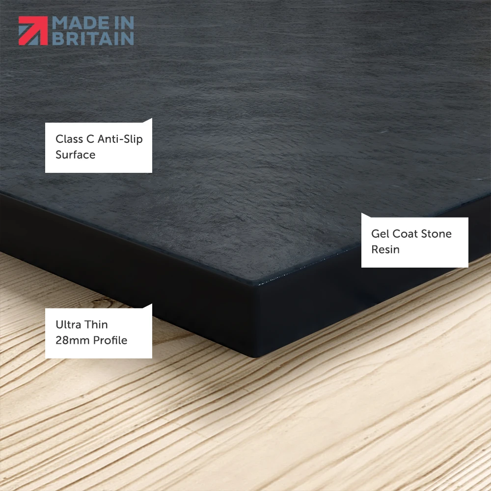 Drench Naturals Graphite Thin Slate-Effect Rectangular Shower Tray With Graphite Waste - 1700 X 900mm 4 Drench Naturals Graphite Thin Slate-Effect Rectangular Shower Tray With Graphite Waste - 1700 X 900mm - Image 2