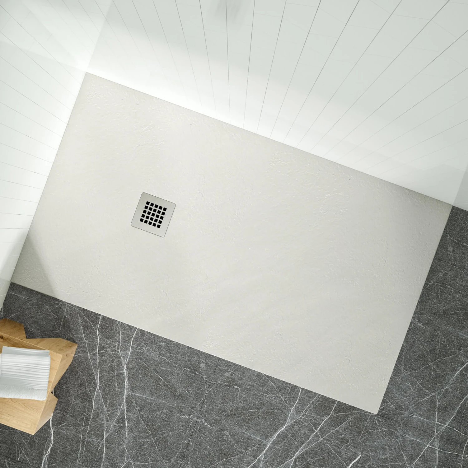 Drench Naturals Light Grey Thin Slate-Effect Rectangular Shower Tray With Chrome Waste - 1200 X 800mm 3 Drench Naturals Light Grey Thin Slate-Effect Rectangular Shower Tray With Chrome Waste - 1200 X 800mm