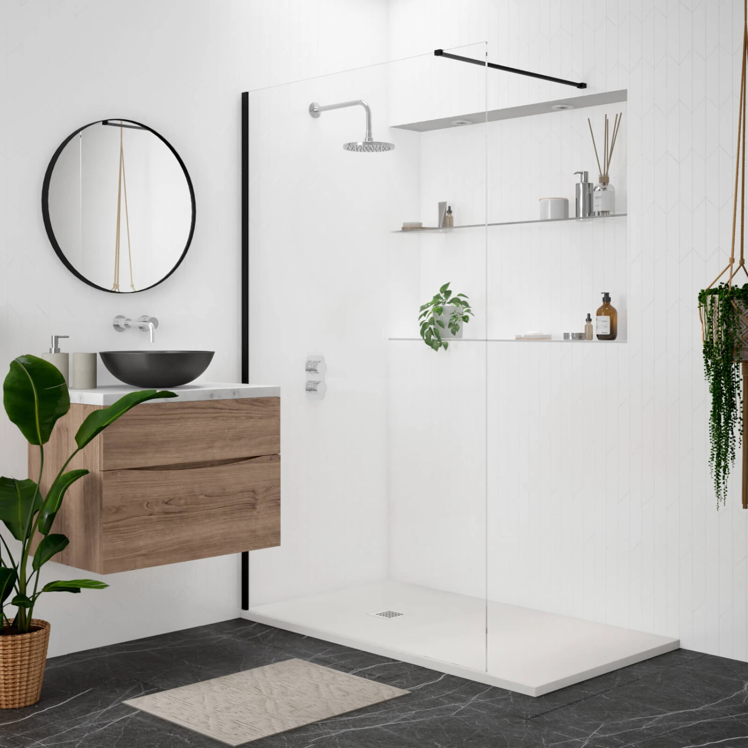 Drench Naturals Light Grey Thin Slate-Effect Rectangular Shower Tray With Chrome Waste - 1200 X 800mm 7 Drench Naturals Light Grey Thin Slate-Effect Rectangular Shower Tray With Chrome Waste - 1200 X 800mm - Image 5