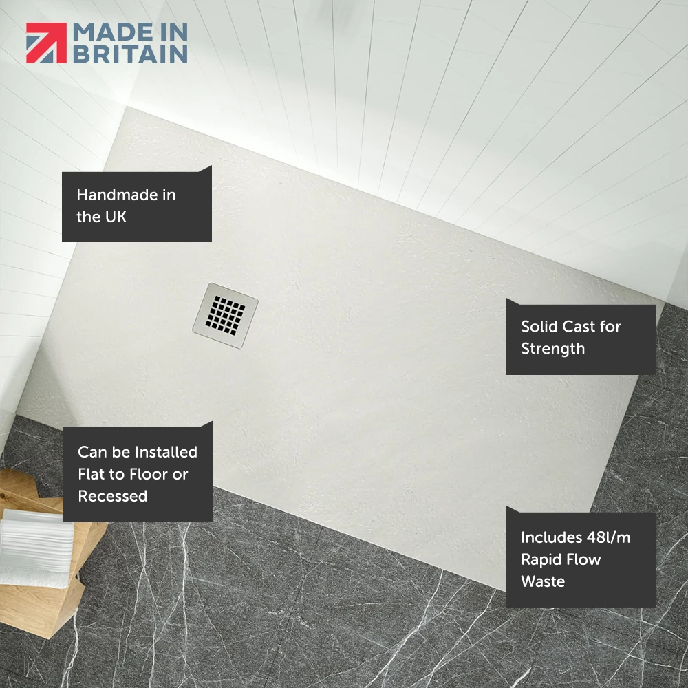 Drench Naturals Light Grey Thin Slate-Effect Rectangular Shower Tray With Chrome Waste - 1200 X 800mm 5 Drench Naturals Light Grey Thin Slate-Effect Rectangular Shower Tray With Chrome Waste - 1200 X 800mm - Image 3