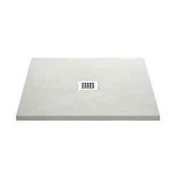 Drench Naturals Light Grey Thin Slate-Effect Square Shower Tray With Chrome Waste - 900 X 900mm -Vado Sale Store drench light grey ultra thin square shower tray cutout