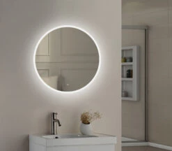 Nicole LED Illuminated Round Slimline Bathroom Mirror With Demister Pad & Colour Change LEDs - 800mm