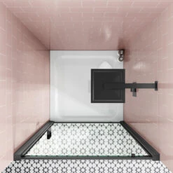 Harbour Primrose 6mm Matt Black Pivot Shower Door - 760mm -Vado Sale Store drench noir black hinged door square lifestyle2
