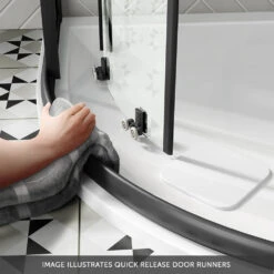 Harbour Primrose 6mm Single Matt Black Sliding Shower Door 1200mm & 800mm Side Panel 21 Harbour Primrose 6mm Single Matt Black Sliding Shower Door 1200mm & 800mm Side Panel -Vado Sale Store drench noir black quadrant door runner4 lifestyle banner