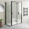 Harbour Primrose 6mm Single Matt Black Sliding Shower Door 1200mm & 800mm Side Panel 2 Harbour Primrose 6mm Single Matt Black Sliding Shower Door 1200mm & 800mm Side Panel -Vado Sale Store drench noir black sliding door side panel lifestyle