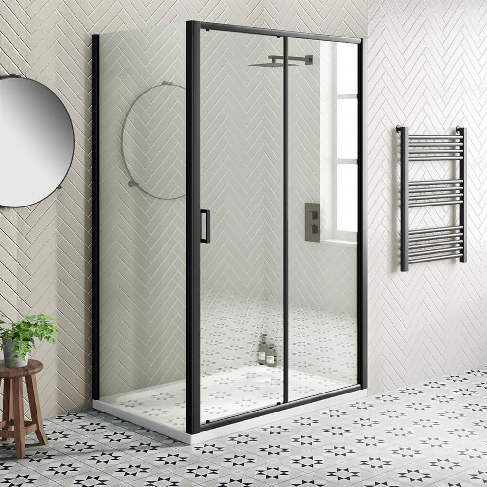 Harbour Primrose 6mm Single Matt Black Sliding Shower Door 1200mm & 800mm Side Panel 3 Harbour Primrose 6mm Single Matt Black Sliding Shower Door 1200mm & 800mm Side Panel