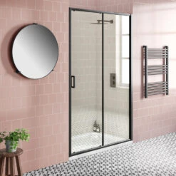 Harbour Primrose 6mm Single Matt Black Sliding Shower Door 1200mm & 800mm Side Panel 16 Harbour Primrose 6mm Single Matt Black Sliding Shower Door 1200mm & 800mm Side Panel -Vado Sale Store drench noir black slidingdoor enclosure lifestyle1
