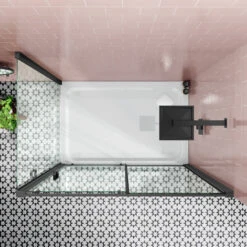 Harbour Primrose 6mm Single Matt Black Sliding Shower Door 1200mm & 800mm Side Panel 19 Harbour Primrose 6mm Single Matt Black Sliding Shower Door 1200mm & 800mm Side Panel -Vado Sale Store drench noir black slidingdoor sidepanel lifestyle1