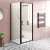 Harbour Primrose 6mm Matt Black Pivot Shower Door - 760mm -Vado Sale Store drench noir black square enclosure sidepanel lifestyle1