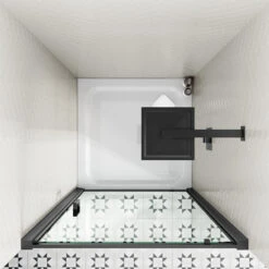 Harbour Primrose 6mm Matt Black Pivot Shower Door - 760mm -Vado Sale Store drench noir hinged door black square tray lifestyle2