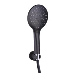 Noir Matt Black Round Concealed Shower System With Fixed Head & Wall Mounted Shower Handset -Vado Sale Store drench noir matt black round shower handset close up cutout