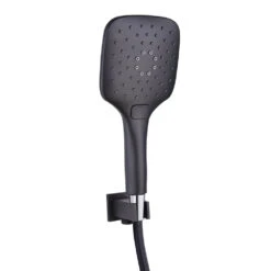 Noir Matt Black Square Concealed Shower System With Fixed Head & Wall Mounted Shower Handset 8 Noir Matt Black Square Concealed Shower System With Fixed Head & Wall Mounted Shower Handset -Vado Sale Store drench noir matt black square shower handset close up cutout