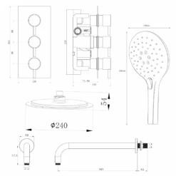 Noir Matt Black Round Concealed Shower System With Fixed Head & Wall Mounted Shower Handset -Vado Sale Store drench noir round concealed shower pack tech