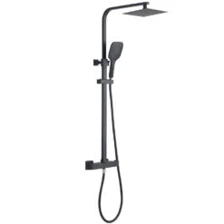 Noir Matt Black Square Exposed Height-Adjustable Rigid Riser Rail Shower System 9 Noir Matt Black Square Exposed Height-Adjustable Rigid Riser Rail Shower System -Vado Sale Store drench noir shower matt black exposed set square cutout