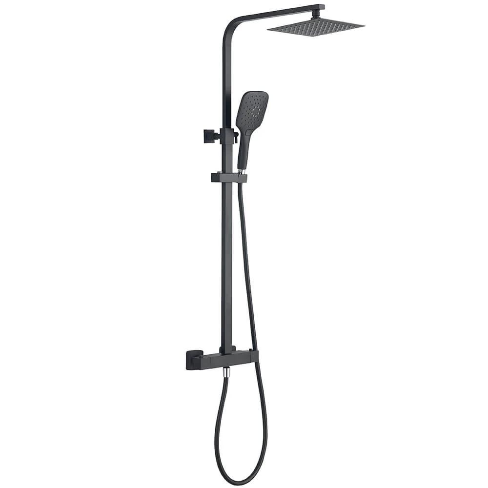 Noir Matt Black Square Exposed Height-Adjustable Rigid Riser Rail Shower System 5 Noir Matt Black Square Exposed Height-Adjustable Rigid Riser Rail Shower System - Image 3