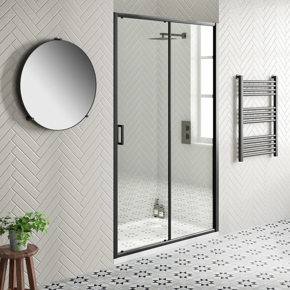Harbour Primrose 6mm Single Matt Black Sliding Shower Door 1200mm & 800mm Side Panel 4 Harbour Primrose 6mm Single Matt Black Sliding Shower Door 1200mm & 800mm Side Panel - Image 2