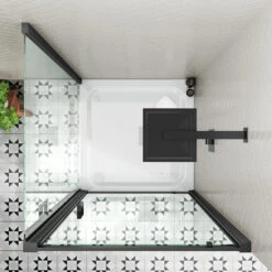 Harbour Primrose 6mm Matt Black Pivot Shower Door - 760mm -Vado Sale Store drench noir square enclosure side panel black lifestyle2