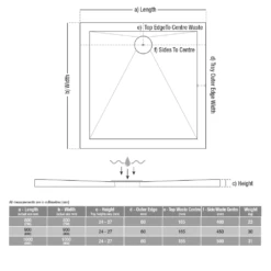 Drench 25mm Wafer Thin Luxury Stone Square Shower Tray - 800 X 800mm -Vado Sale Store drench square shower tray size options tech