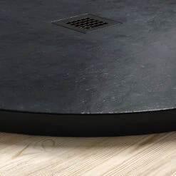 Drench Naturals Graphite Thin Slate-Effect Quadrant Shower Tray With Chrome Waste - 900 X 900mm -Vado Sale Store drench ultra thin quadrant 800x800mm shower tray graphite lifestyle 4