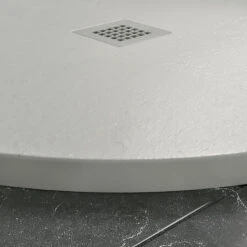 Drench Naturals Light Grey Thin Slate-Effect Quadrant Shower Tray With Chrome Waste - 800 X 800mm -Vado Sale Store drench ultra thin quadrant 800x800mm shower tray grey lifestyle 4