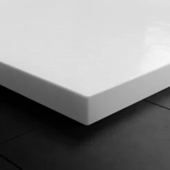 Drench Naturals White Thin Slate-Effect Rectangular Shower Tray With Chrome Waste - 1400 X 800mm -Vado Sale Store drench white ultra thin rectangular shower tray lifestyle 4