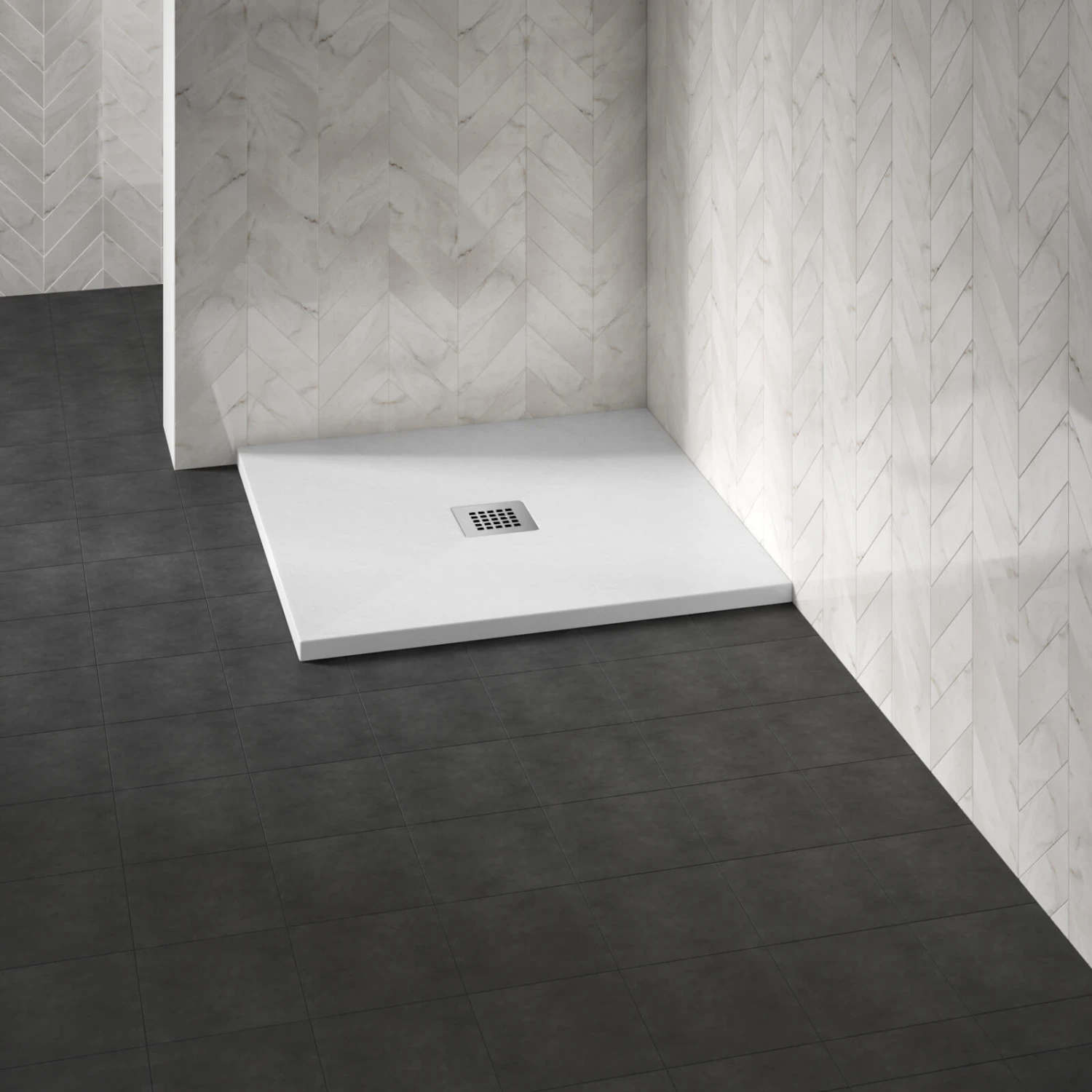 Drench Naturals White Thin Slate-Effect Square Shower Tray - 900 X 900mm 8 Drench Naturals White Thin Slate-Effect Square Shower Tray - 900 X 900mm - Image 6