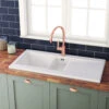 Butler & Rose Dream 1.5 Bowl White Ceramic Fireclay Kitchen Sink With Reversible Drainer & Waste Kit - 1010mm X 510mm 2 Butler & Rose Dream 1.5 Bowl White Ceramic Fireclay Kitchen Sink With Reversible Drainer & Waste Kit - 1010mm X 510mm -Vado Sale Store dsink 1.5 bowl hero1