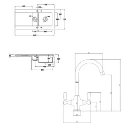 Butler & Rose Dream 1.5 Bowl White Ceramic Fireclay Kitchen Sink & Victoria Traditional Kitchen Mixer Tap 13 Butler & Rose Dream 1.5 Bowl White Ceramic Fireclay Kitchen Sink & Victoria Traditional Kitchen Mixer Tap -Vado Sale Store dsink1 kb304 tech