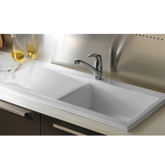 Butler & Rose Dream White Ceramic Fireclay Single Bowl Kitchen Sink With Reversible Drainer & Waste Kit - 1010mm X 510mm 7 Butler & Rose Dream White Ceramic Fireclay Single Bowl Kitchen Sink With Reversible Drainer & Waste Kit - 1010mm X 510mm - Image 5