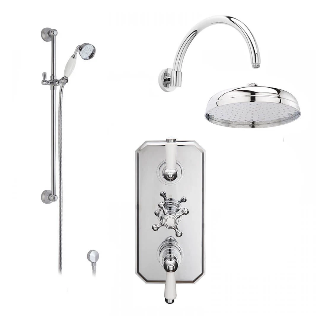 Edith Concealed Shower Valve, 200mm Fixed Shower Head & Slide Rail Kit - 300mm Wall Shower Arm 4 Edith Concealed Shower Valve, 200mm Fixed Shower Head & Slide Rail Kit - 300mm Wall Shower Arm - Image 2