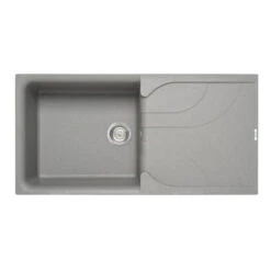 Reginox Ego Cream Granite Composite Large Single Bowl Kitchen Sink With Reversible Drainer & Waste Kit - 1000 X 500mm -Vado Sale Store ego 1 large bowl grey sink granite composite