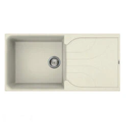 Reginox Ego Cream Granite Composite Large Single Bowl Kitchen Sink With Reversible Drainer & Waste Kit - 1000 X 500mm -Vado Sale Store ego480 cream