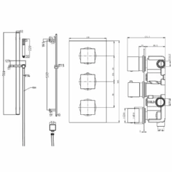 Elijah Concealed Shower Valve With 400mm Fixed Head, 360mm Ceiling Shower Arm, Slide Rail Kit & Overflow Bath Filler 19 Elijah Concealed Shower Valve With 400mm Fixed Head, 360mm Ceiling Shower Arm, Slide Rail Kit & Overflow Bath Filler -Vado Sale Store elijah shower vavle 200 head rail overflow kit tech v2
