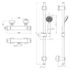 Eloise Thermostatic Bar Shower Valve & Slide Rail Kit -Vado Sale Store eloise bar shower valve slide rail kit tech v2
