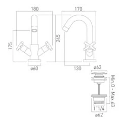 Vado Elements Water Basin Mixer With Clicker Waste 11 Vado Elements Water Basin Mixer With Clicker Waste -Vado Sale Store elw 100 cc c p tech