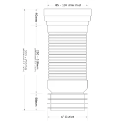 Flexible Toilet Pan Waste Connector 9 Flexible Toilet Pan Waste Connector -Vado Sale Store flexible toilet waste pan conector technical drawing