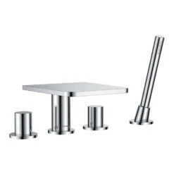 Flova Annecy 4 Hole Waterfall Bath Shower Mixer With Pull Out Handset Kit