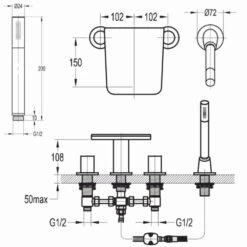 Flova Annecy 4 Hole Waterfall Bath Shower Mixer With Pull Out Handset Kit 11 Flova Annecy 4 Hole Waterfall Bath Shower Mixer With Pull Out Handset Kit -Vado Sale Store flova annecy 4 hole waterfall bath shower mixer with pull out handset kit an4hbsm