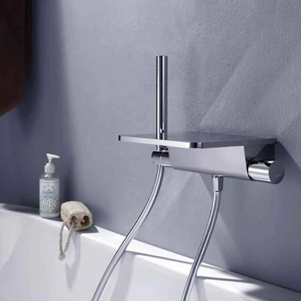 Flova Annecy Wall Mounted Waterfall Bath Shower Mixer With Handset Kit 3 Flova Annecy Wall Mounted Waterfall Bath Shower Mixer With Handset Kit