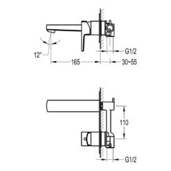 Flova Dekka Wall Mounted Basin Mixer Tap With Clicker Waste 7 Flova Dekka Wall Mounted Basin Mixer Tap With Clicker Waste -Vado Sale Store flova de2hwmbas tech