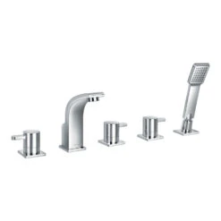Flova Essence 5 Hole Deck Mounted Bath & Shower Mixer With Pull Out Handset